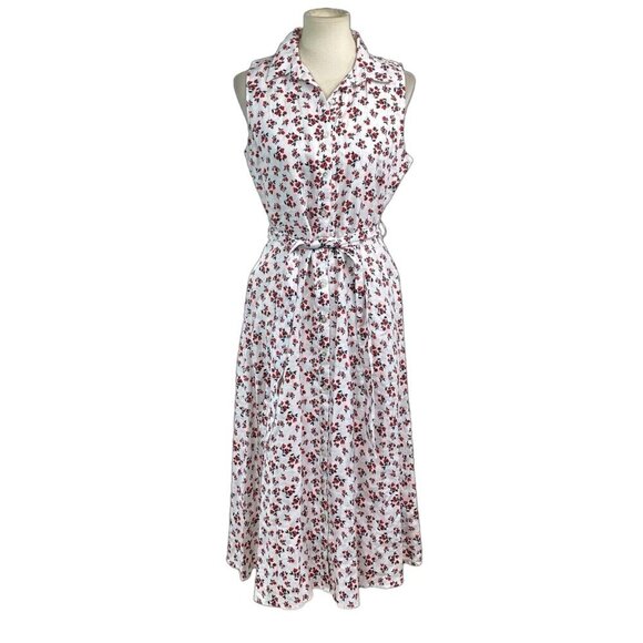 Cynthia Rowley Ivory and Crimson Floral Midi Dress - Picture 1 of 7
